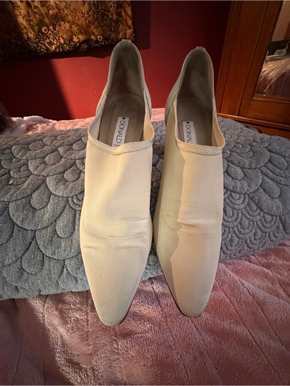 ✨ Donald J Pliner Vintage Cream Nubuck Booties • Sculptural Heel • 6.5 • 1995